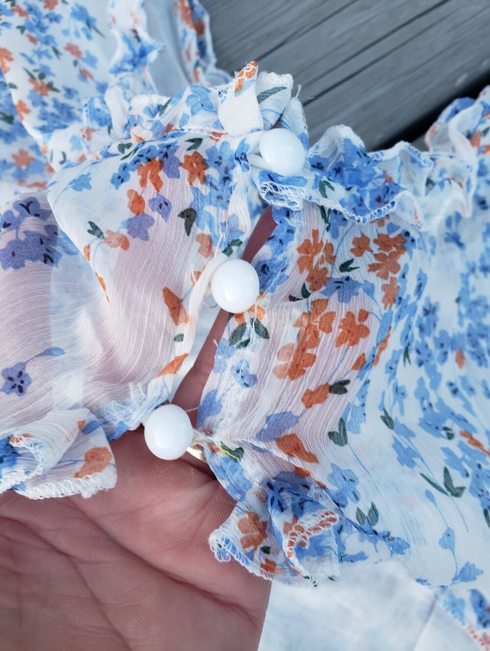 Floral Ruffled Mini Dress - Size Medium - Picture 5 of 11